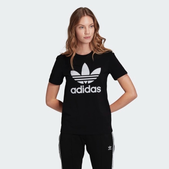 LAST TWO AVAILABLE!! New Adidas Women's Trefoil Tee Black/White Size Small - Picture 1 of 14